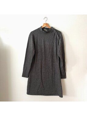 Synergy Organic Mock Neck Long Sleeve Pebble Ginger Dress Black Women's Size XL